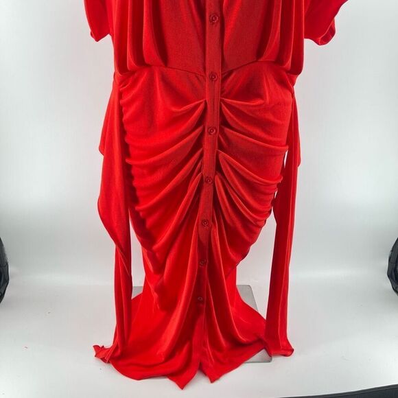 Nina Parker x Macy’s Flame Scarlet Ruched Tie-Front Shirtdress 4X NWT - Picture 8 of 15